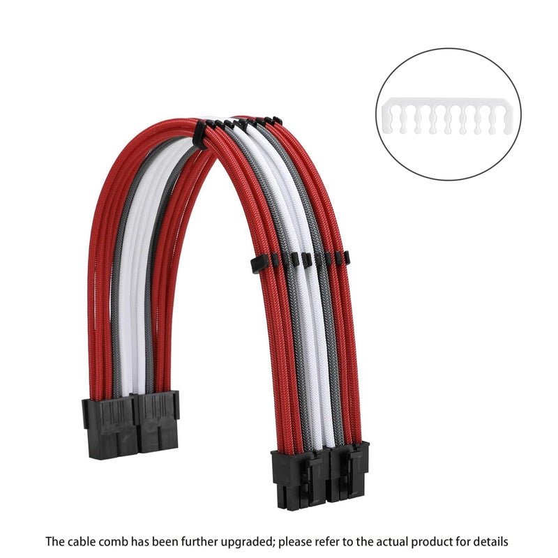 Formulamod Sleeve Extension Power Supply Cable Kit 18AWG ATX 24P+ EPS 8-P+PCI-E8-P with Combs for PSU to Motherboard/GPU (Red Black Grey White) - Image 2